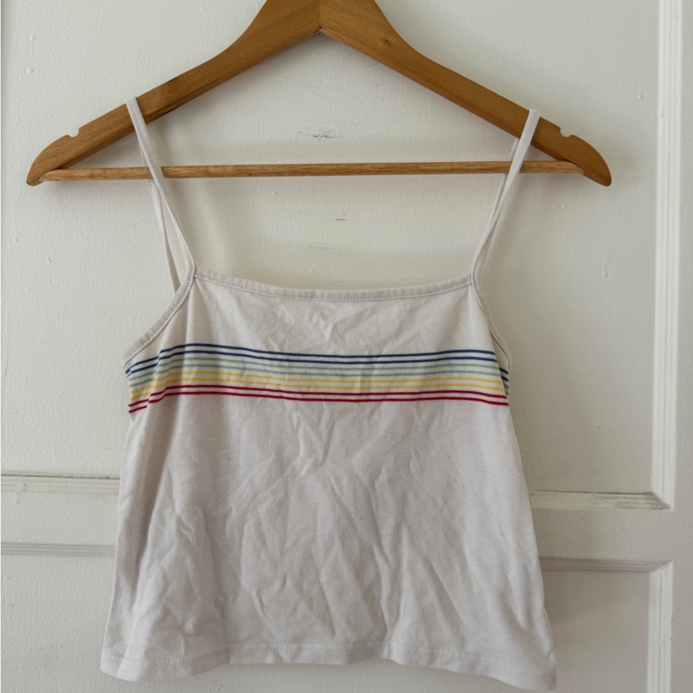BRANDY MELVILLE (John Galt): Rainbow stripes cropped tank — Good condition